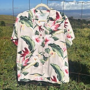 Vintage Y2K Hawaiian Barkcloth Aloha Camp Shirt